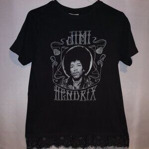 Karl Ferris Ladies Size Small Black Lace Trimmed Jimi Hendrix T-shirt